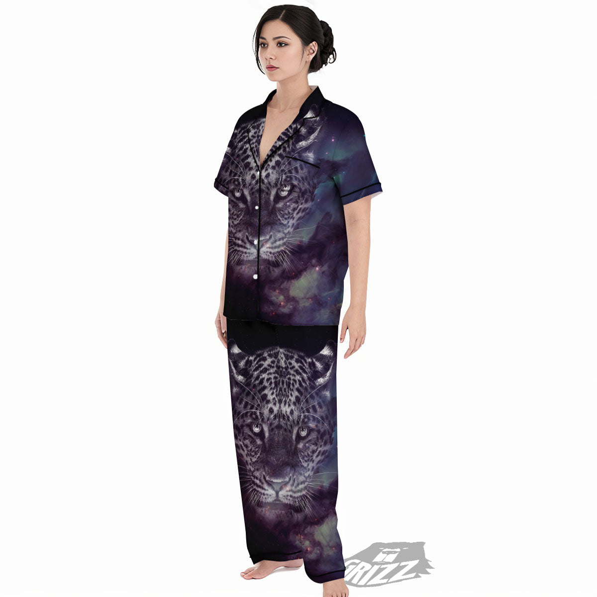 Jaguar Galaxy Print Women's Pajamas Set-grizzshop