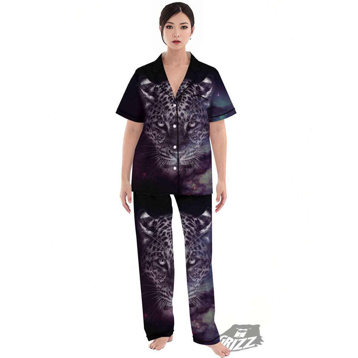 Jaguar Galaxy Print Women's Pajamas Set-grizzshop