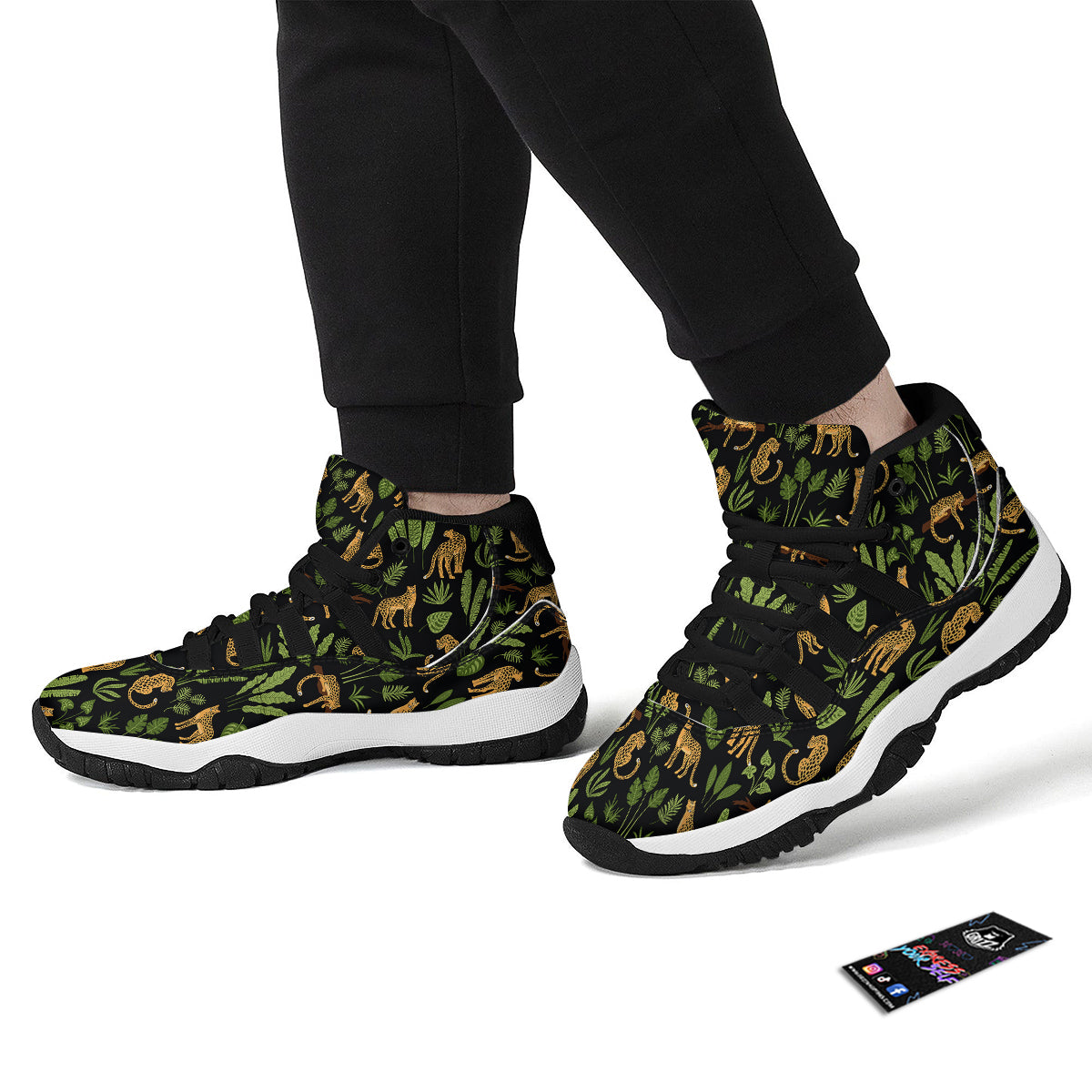 Jaguar Tropical Print Pattern Black Bball Shoes-grizzshop