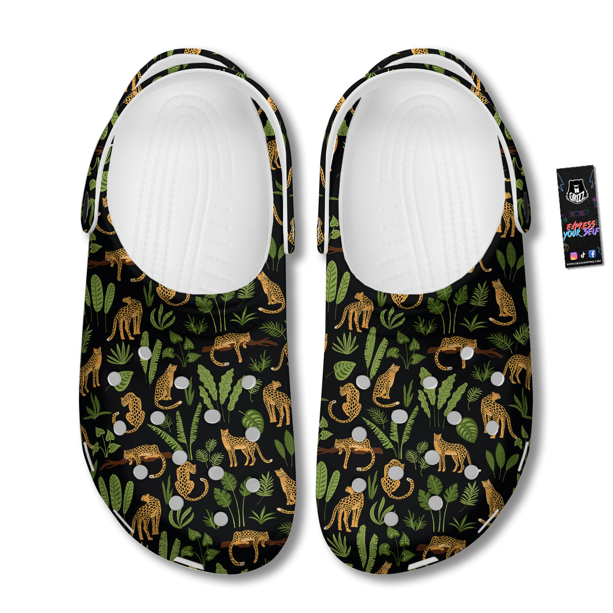 Jaguar Tropical Print Pattern Clog-grizzshop