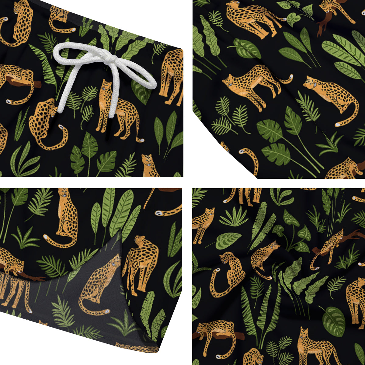 Jaguar Tropical Print Pattern Men's Running Shorts-grizzshop