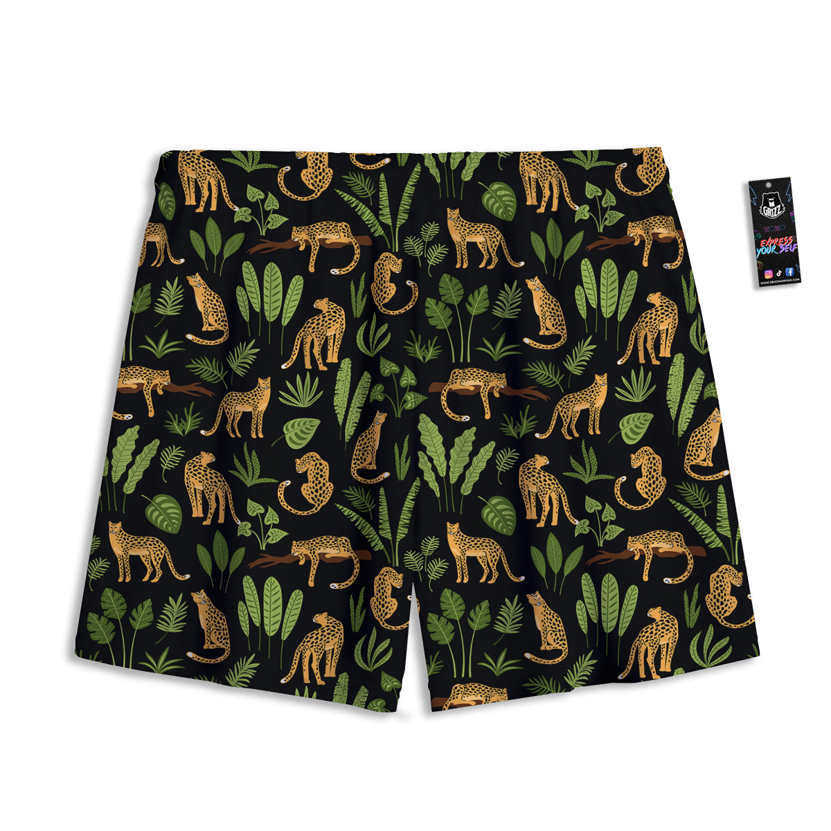 Jaguar Tropical Print Pattern Mesh Shorts