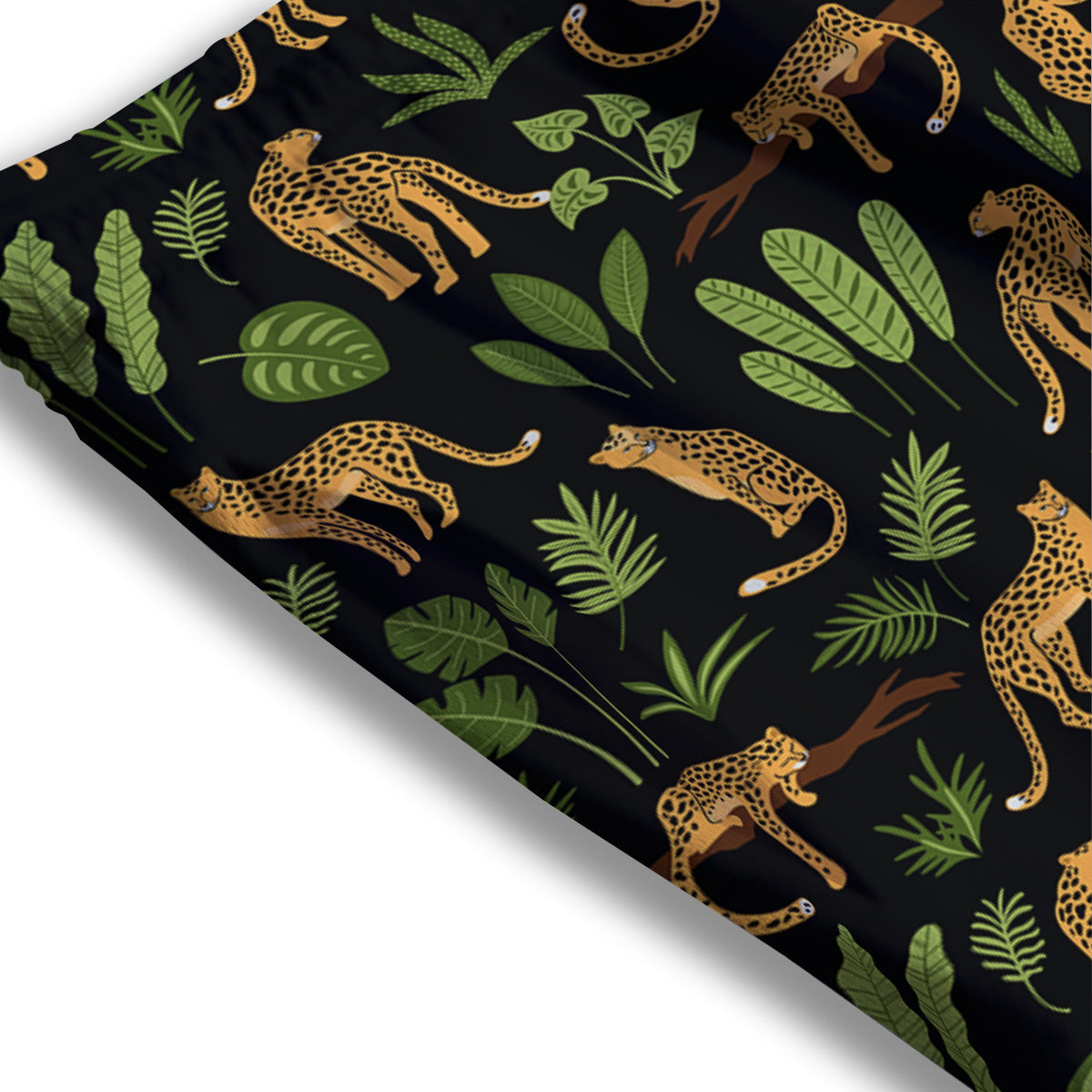 Jaguar Tropical Print Pattern Mesh Shorts