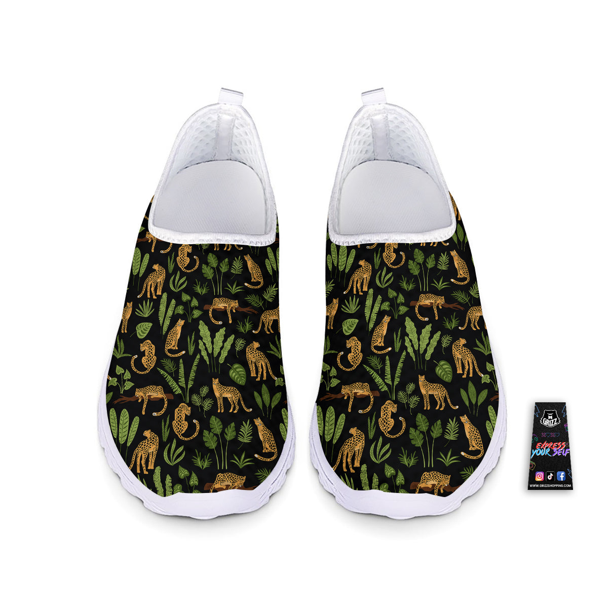 Jaguar Tropical Print Pattern Nurse Shoes-grizzshop