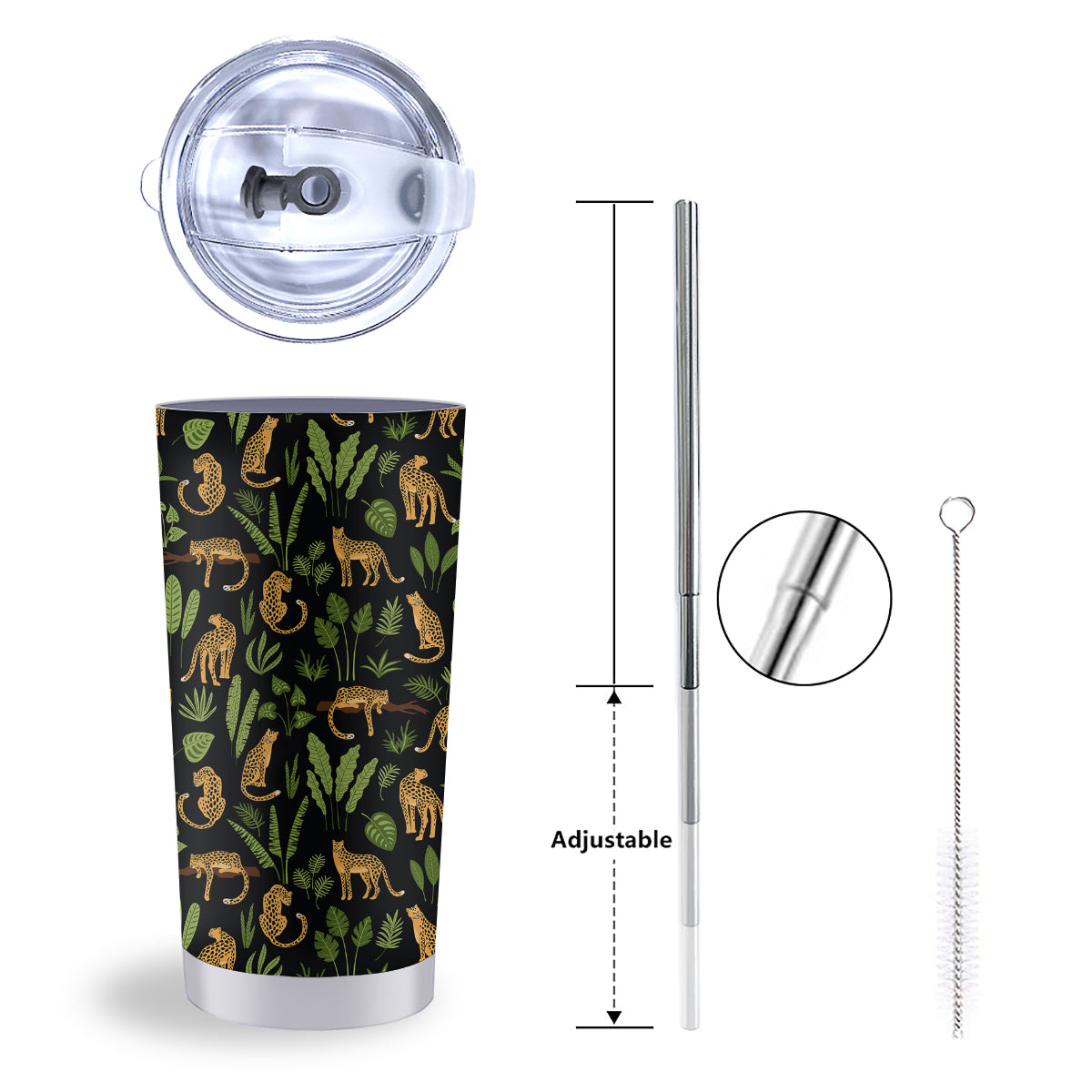 Jaguar Tropical Print Pattern Tumbler-grizzshop