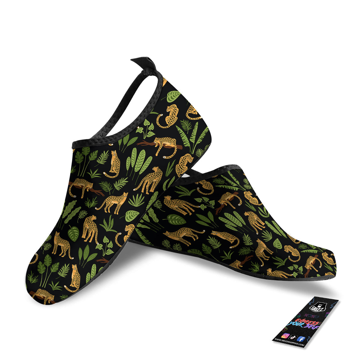 Jaguar Tropical Print Pattern Water Shoes-grizzshop