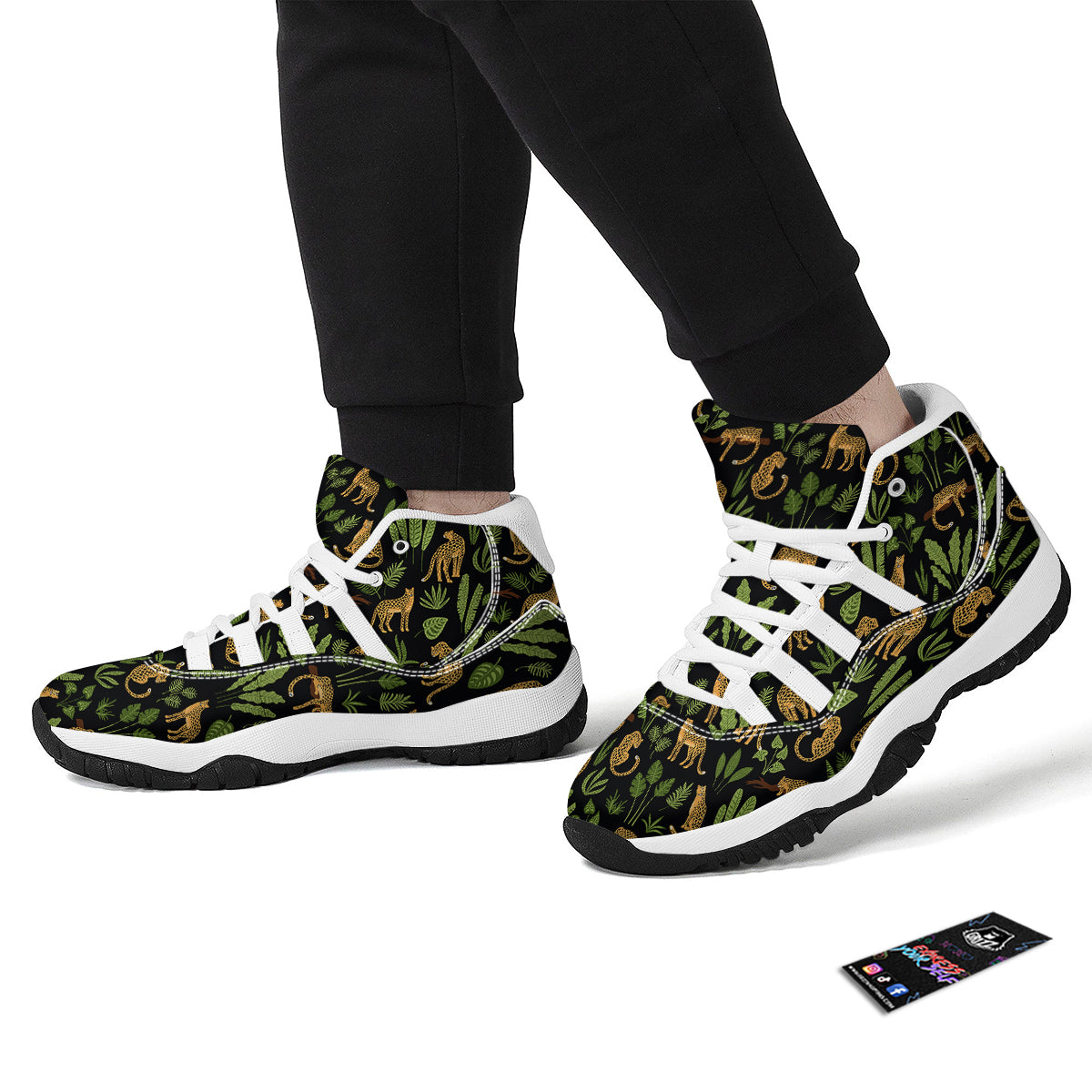 Jaguar Tropical Print Pattern White Bball Shoes-grizzshop