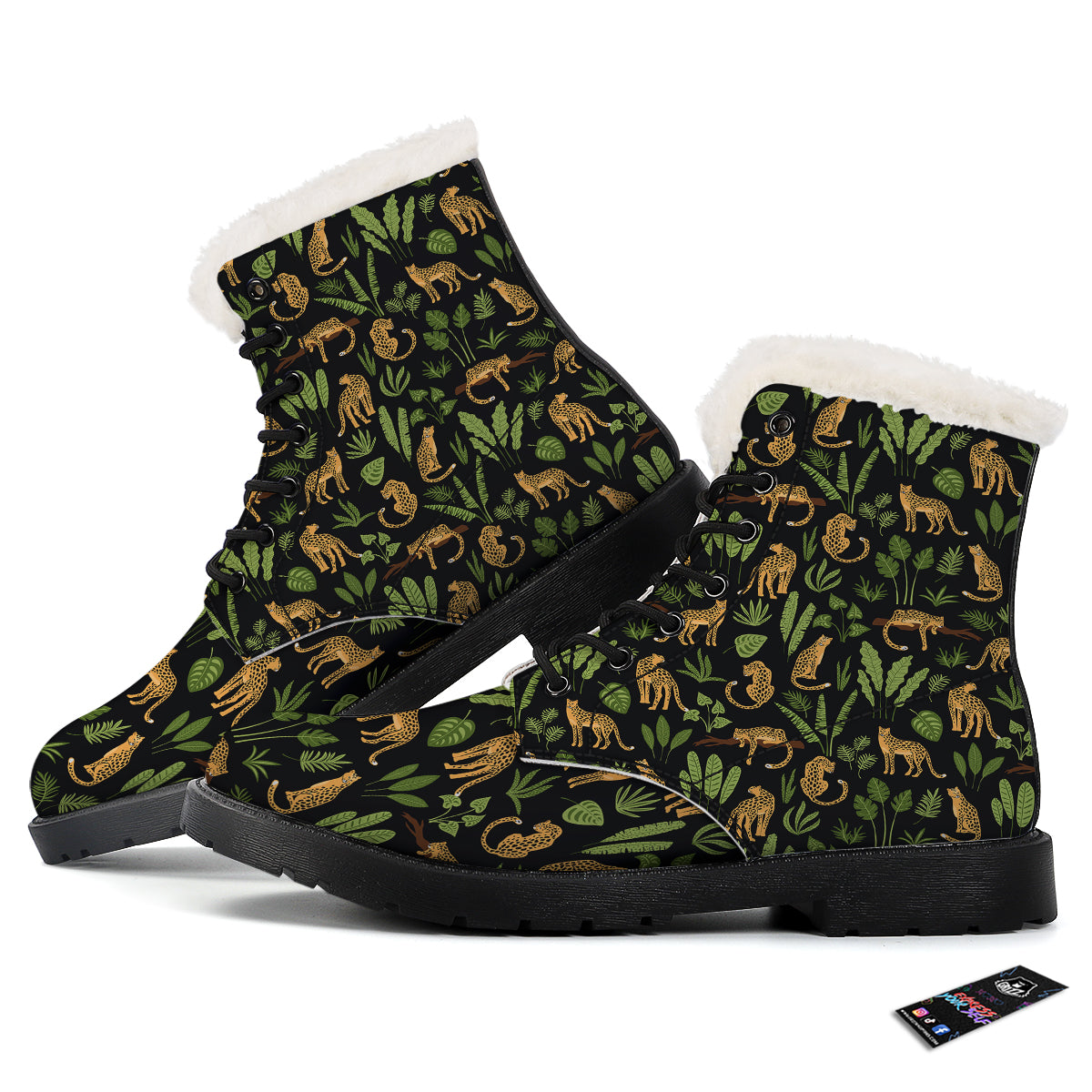 Jaguar Tropical Print Pattern Winter Boots-grizzshop