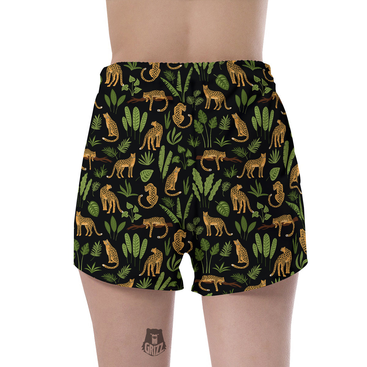 Jaguar Tropical Print Pattern Women's Shorts-grizzshop