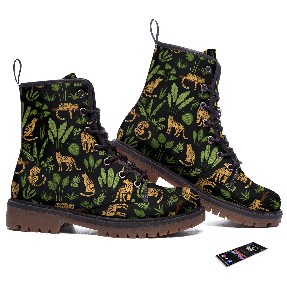 Jaguar Tropical Print Pattern Work Boots-grizzshop