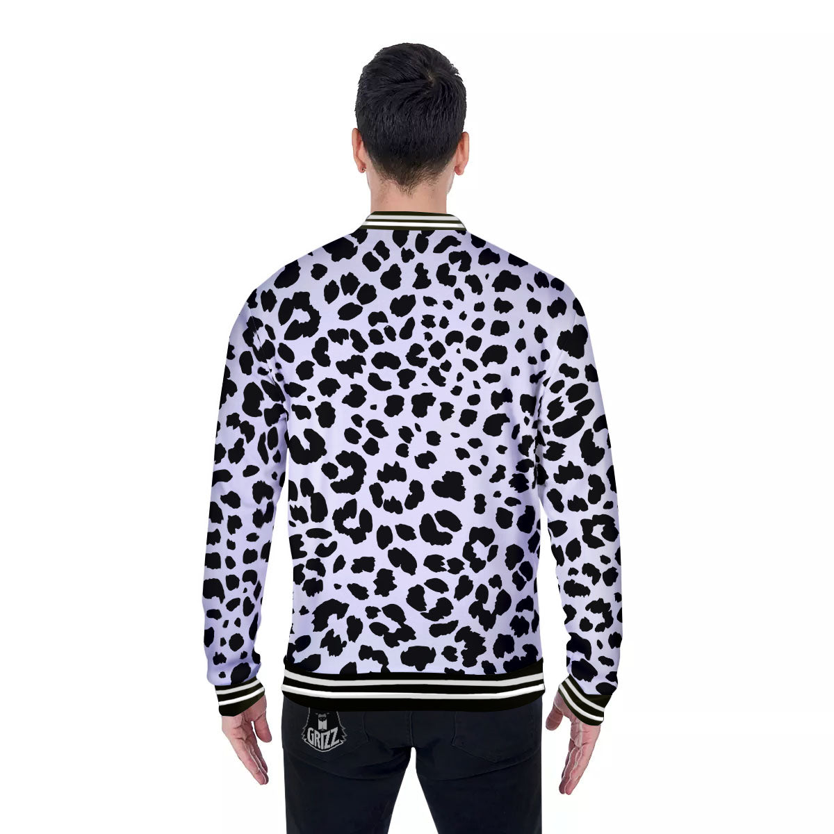 Jaguar White And Black Print Pattern Baseball Jacket-grizzshop