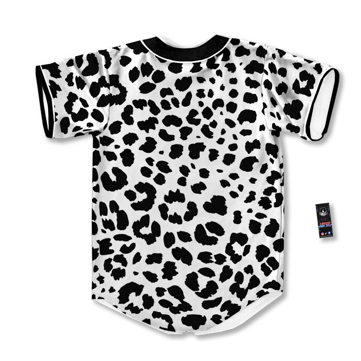 Jaguar White And Black Print Pattern Baseball Jersey-grizzshop
