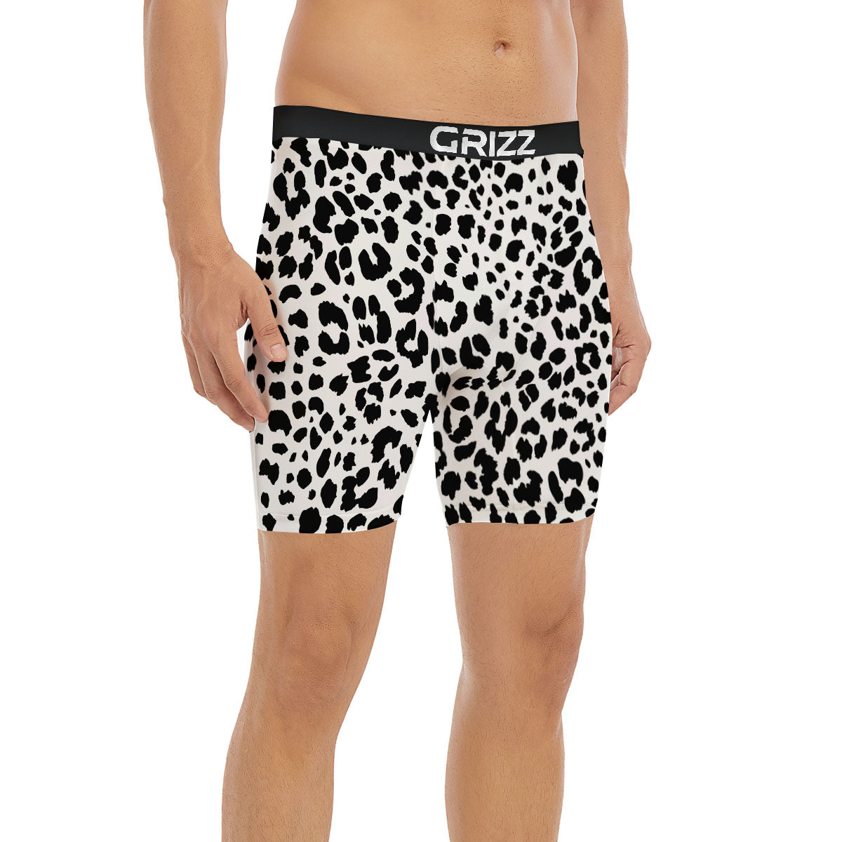 Jaguar White And Black Print Pattern Boxer Briefs-grizzshop
