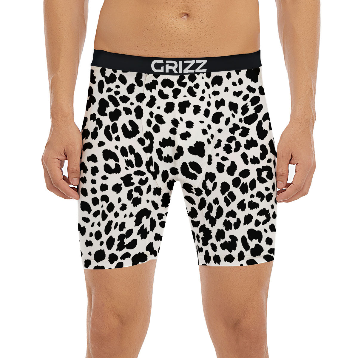 Jaguar White And Black Print Pattern Boxer Briefs-grizzshop