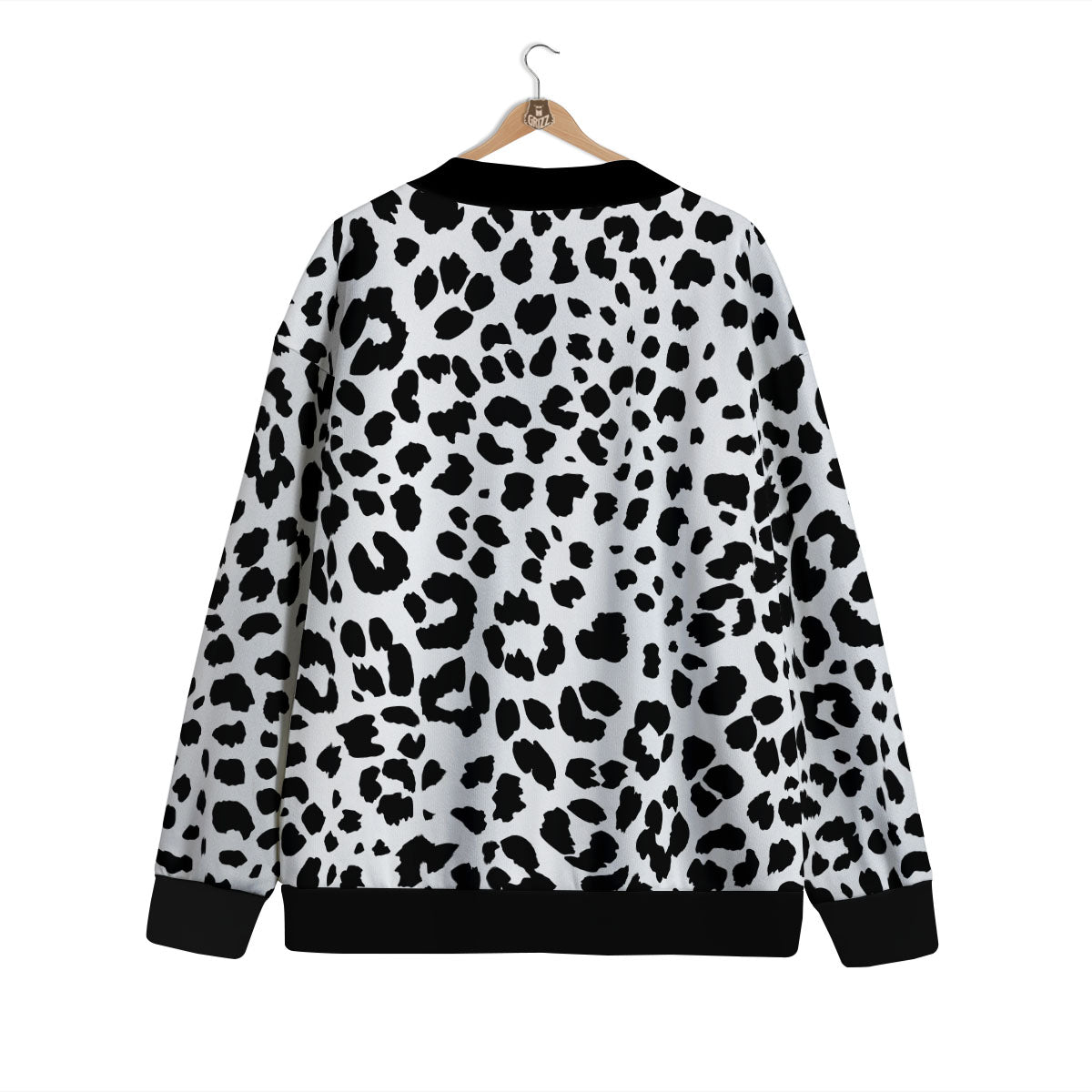 Jaguar White And Black Print Pattern Cardigan-grizzshop