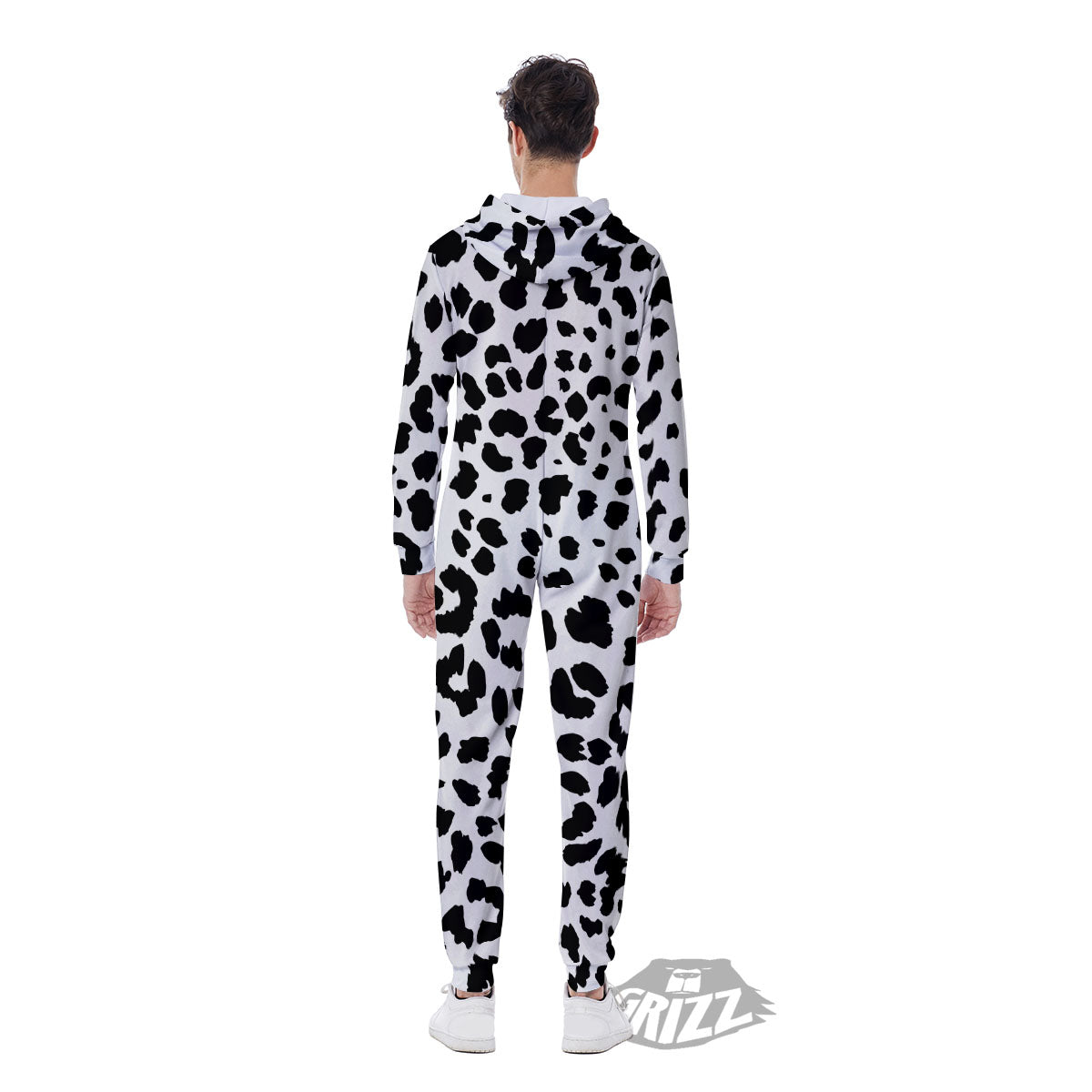 Jaguar White And Black Print Pattern Men's Jumpsuit-grizzshop