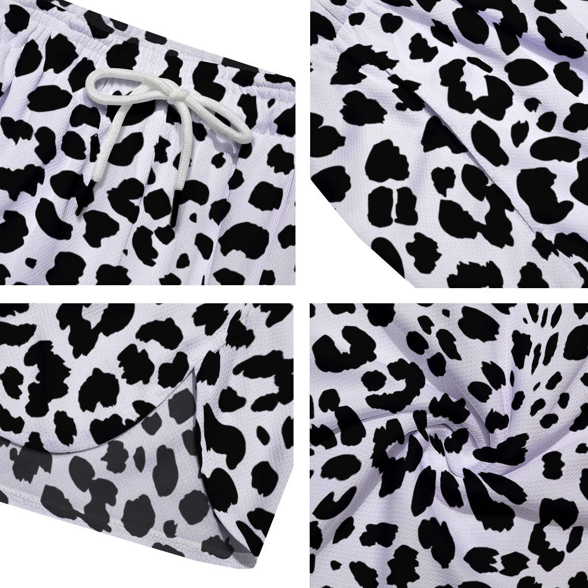 Jaguar White And Black Print Pattern Men's Running Shorts-grizzshop