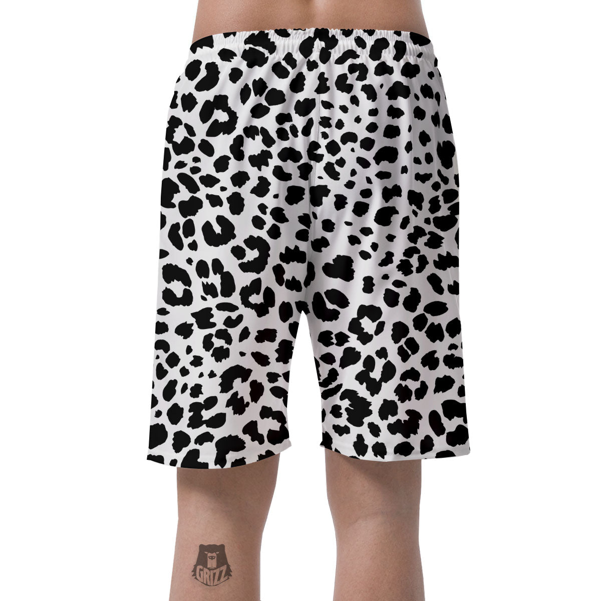 Jaguar White And Black Print Pattern Men's Shorts-grizzshop
