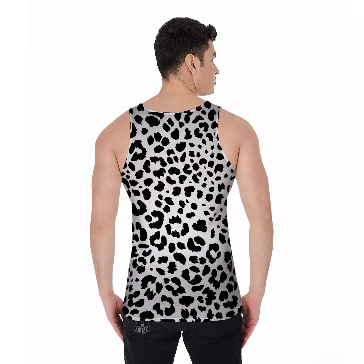 Jaguar White And Black Print Pattern Men's Tank Top-grizzshop