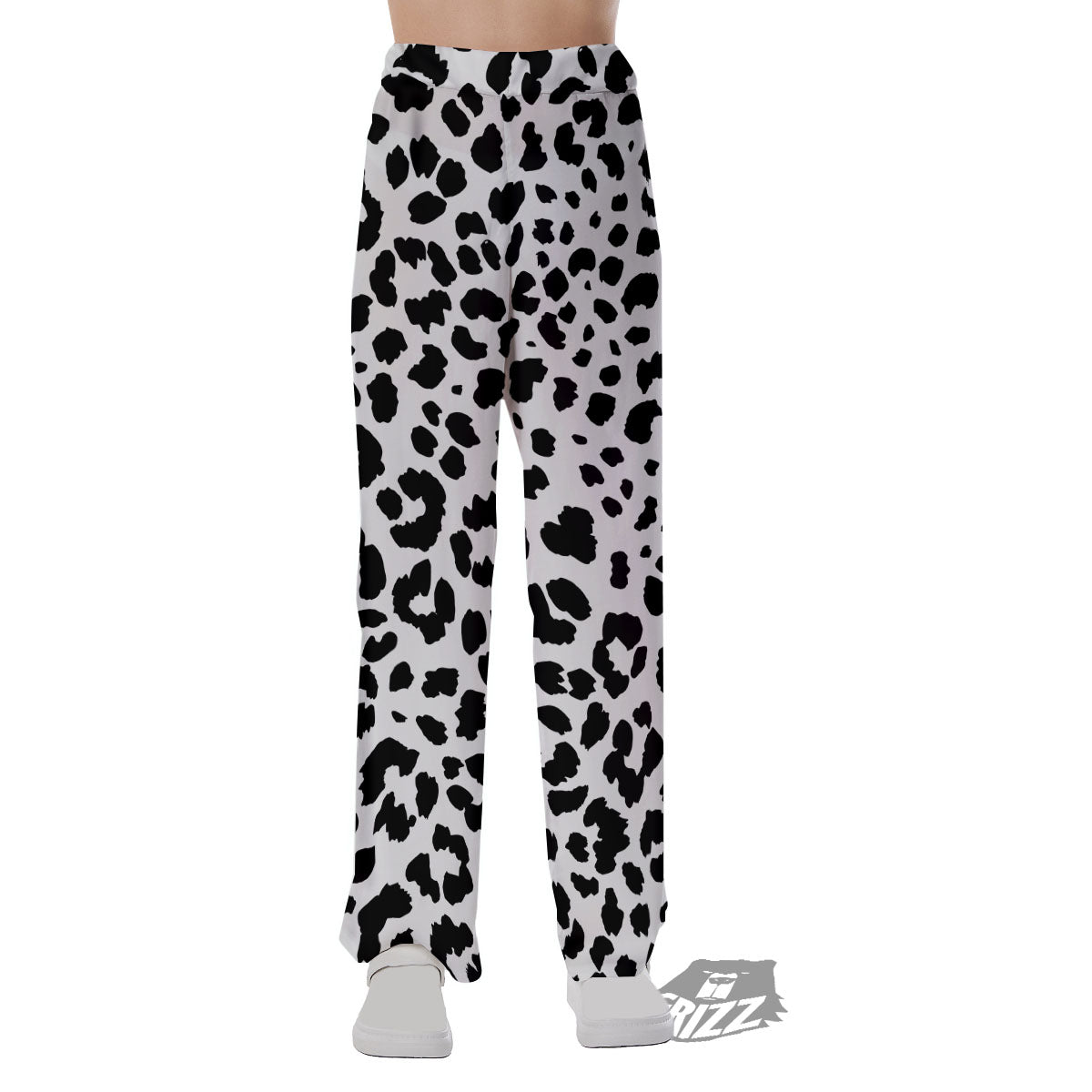 Jaguar White And Black Print Pattern Pajama Pants-grizzshop