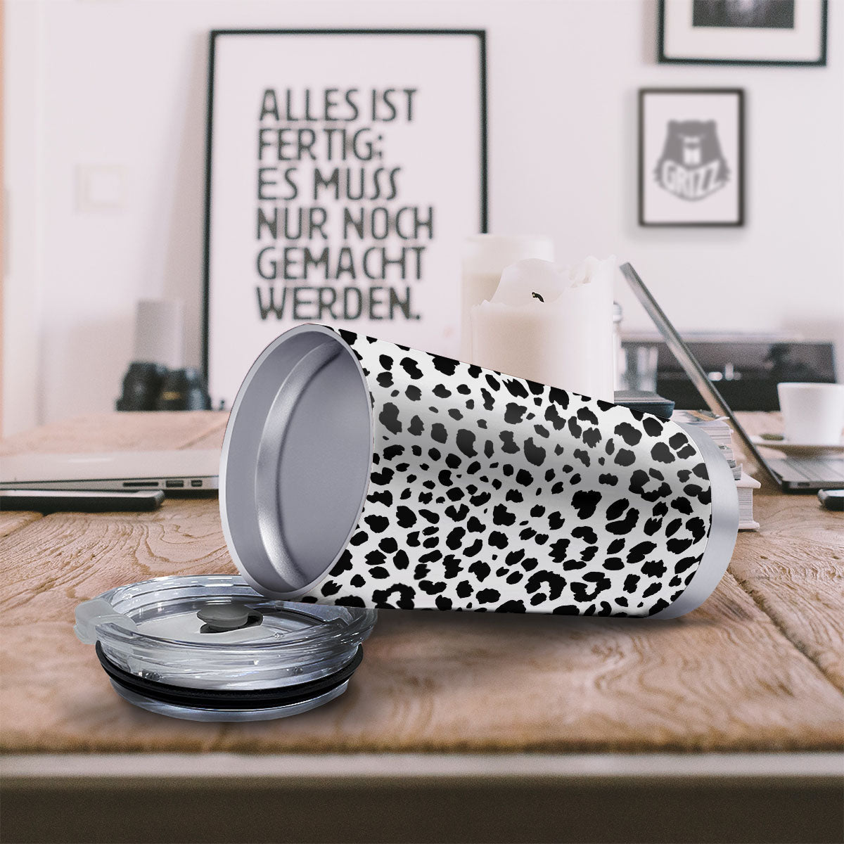 Jaguar White And Black Print Pattern Tumbler-grizzshop