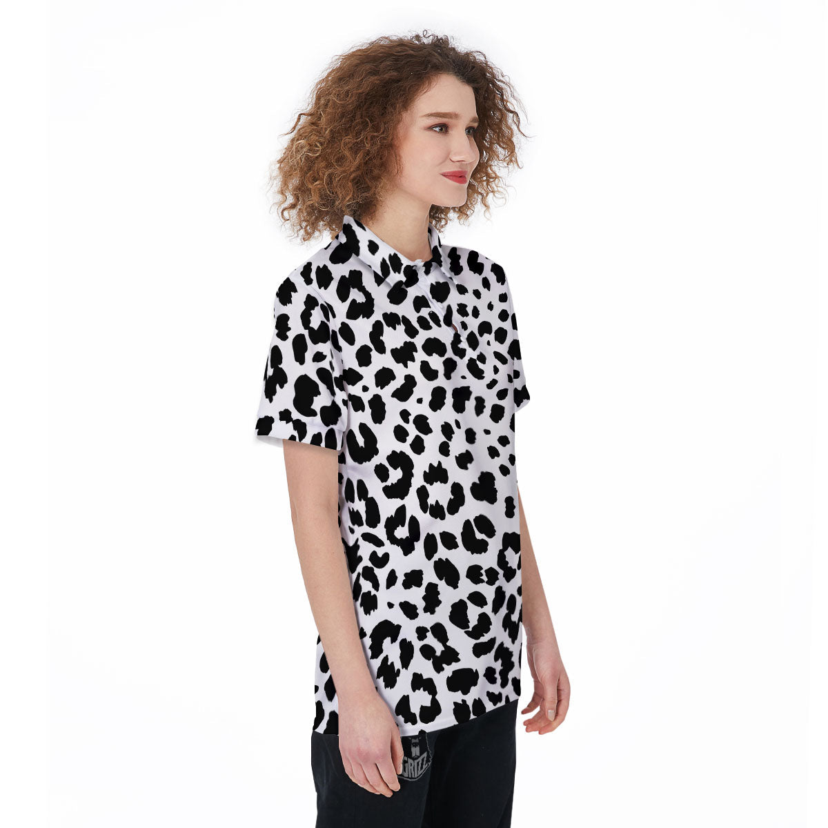 Jaguar White And Black Print Pattern Women's Golf Shirts-grizzshop