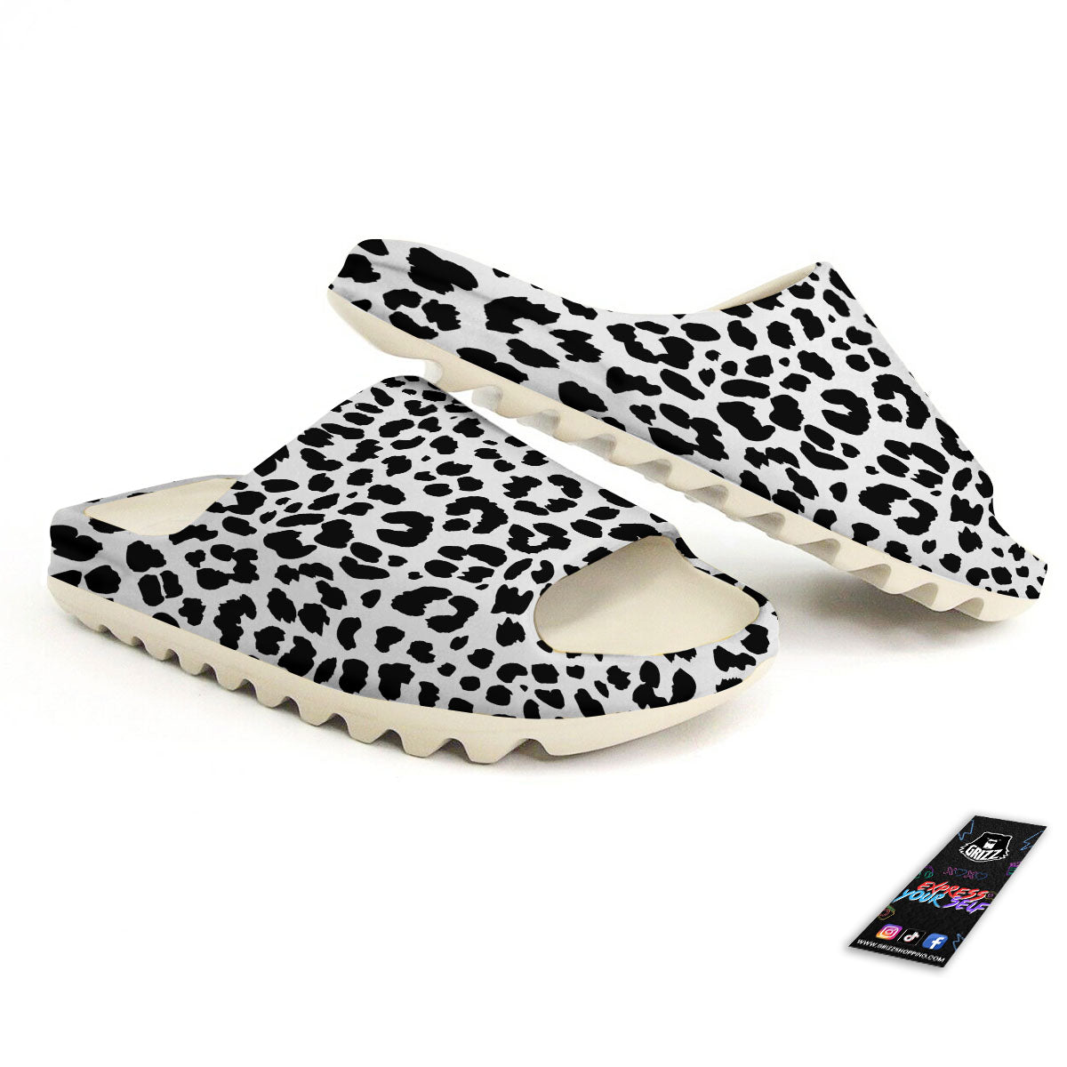 Jaguar White And Black Print Pattern Sandals-grizzshop