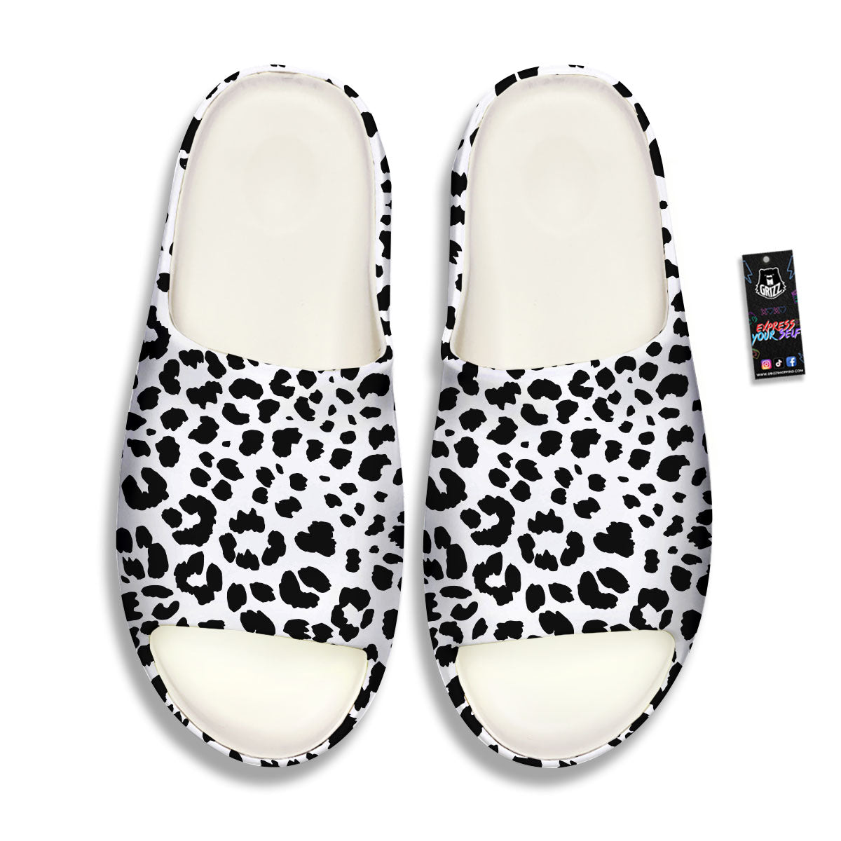Jaguar White And Black Print Pattern Sandals-grizzshop