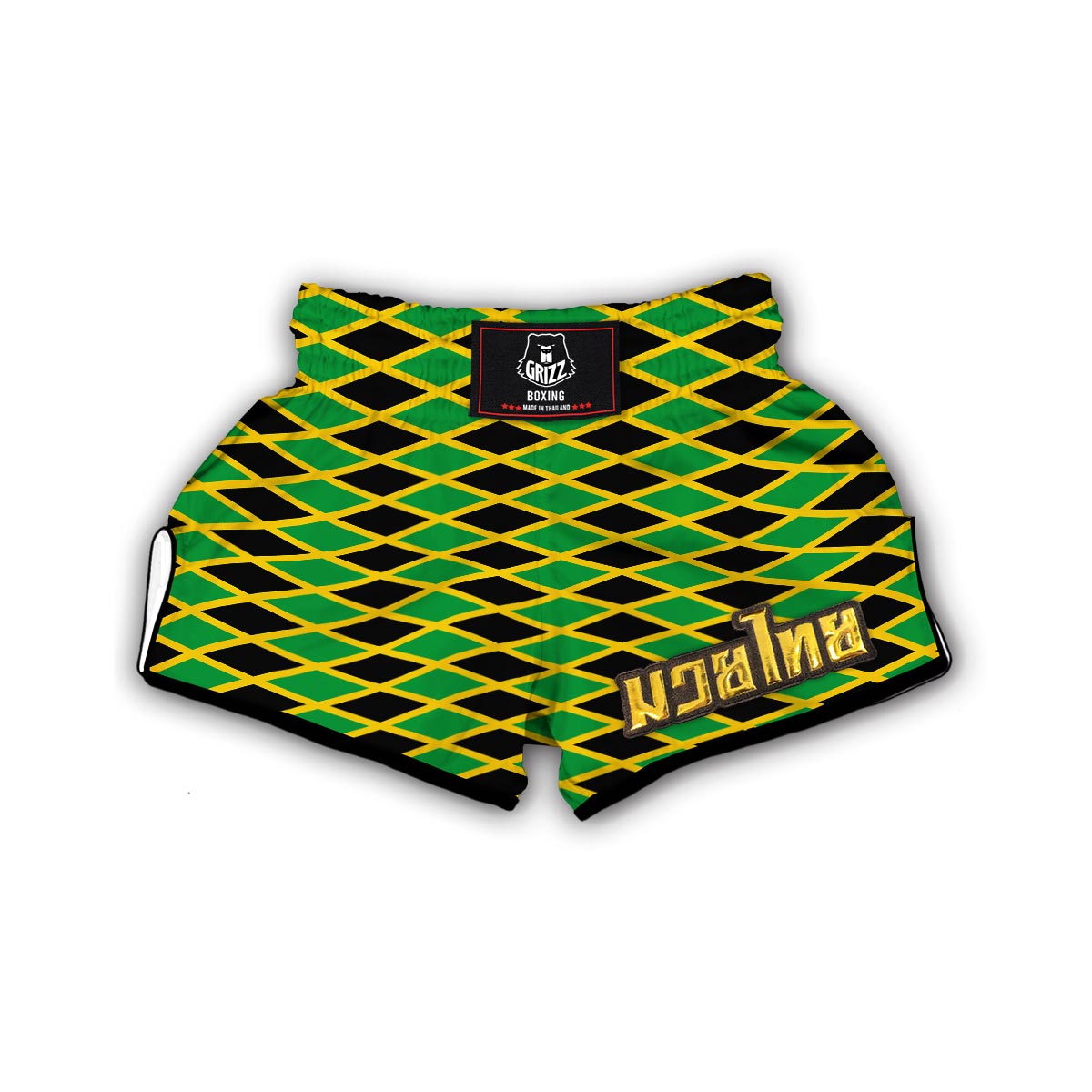 Jamaican Flag Pattern Print Muay Thai Boxing Shorts-grizzshop