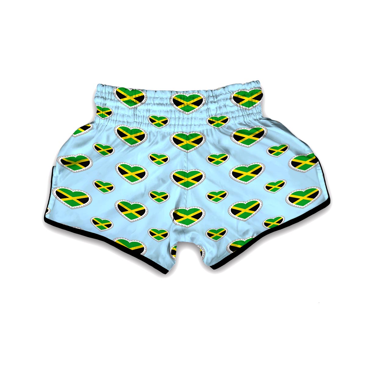 Jamaican Heart Pattern Print Muay Thai Boxing Shorts-grizzshop