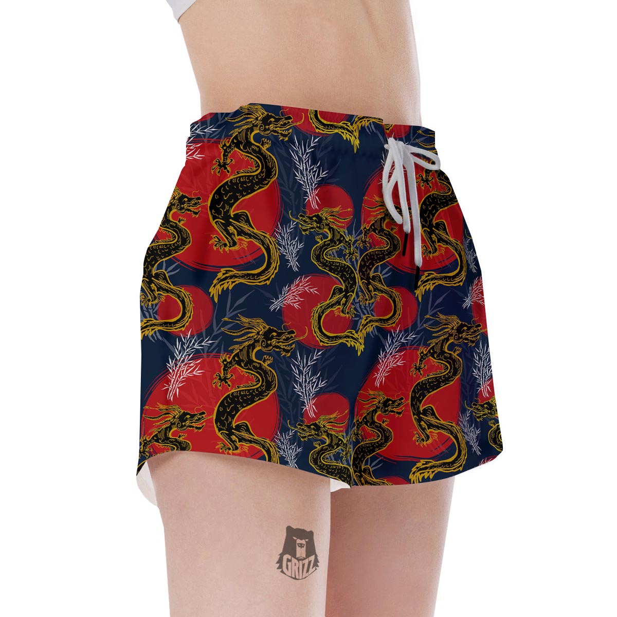 Janpanese Dragon Print Women's Shorts-grizzshop