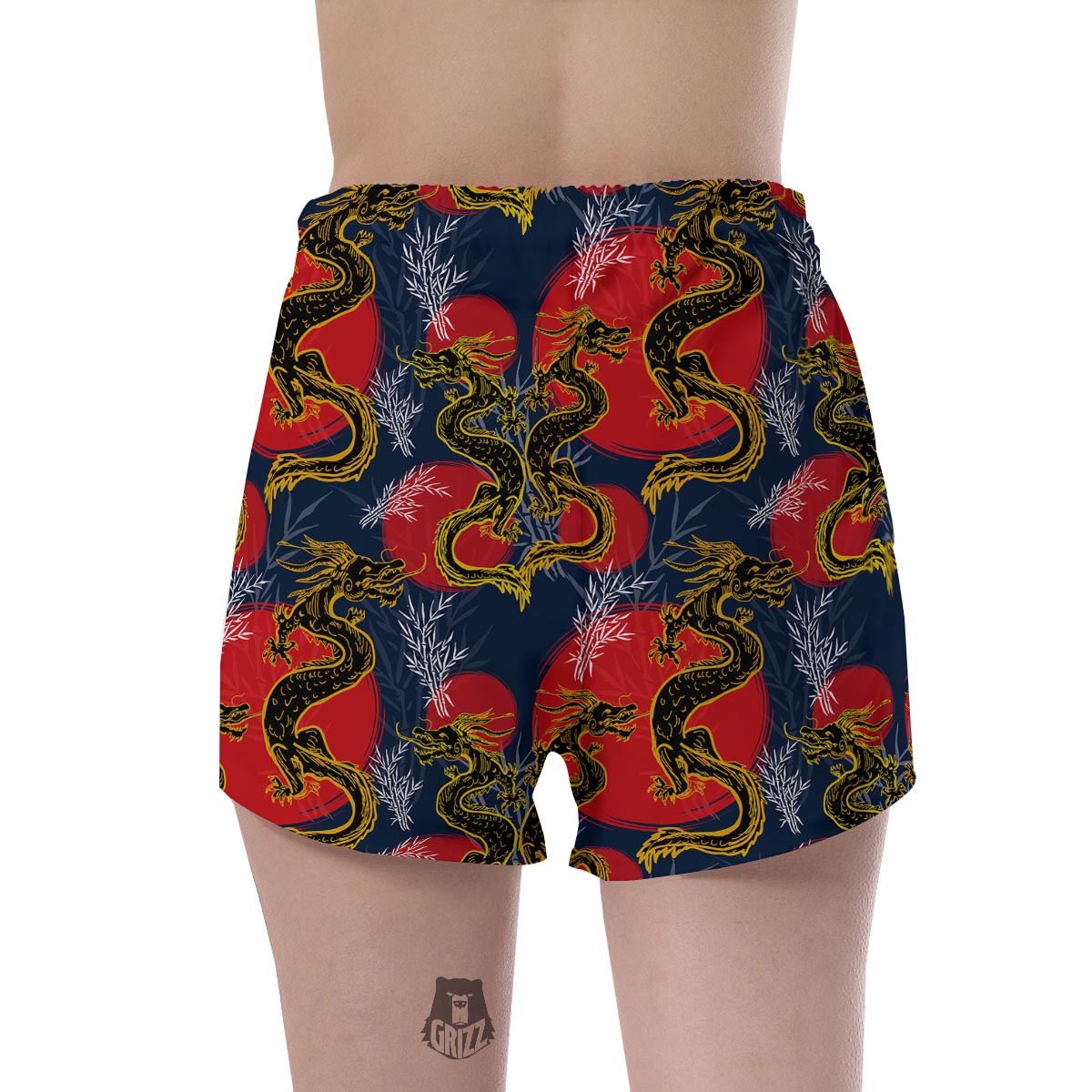 Janpanese Dragon Print Women's Shorts-grizzshop