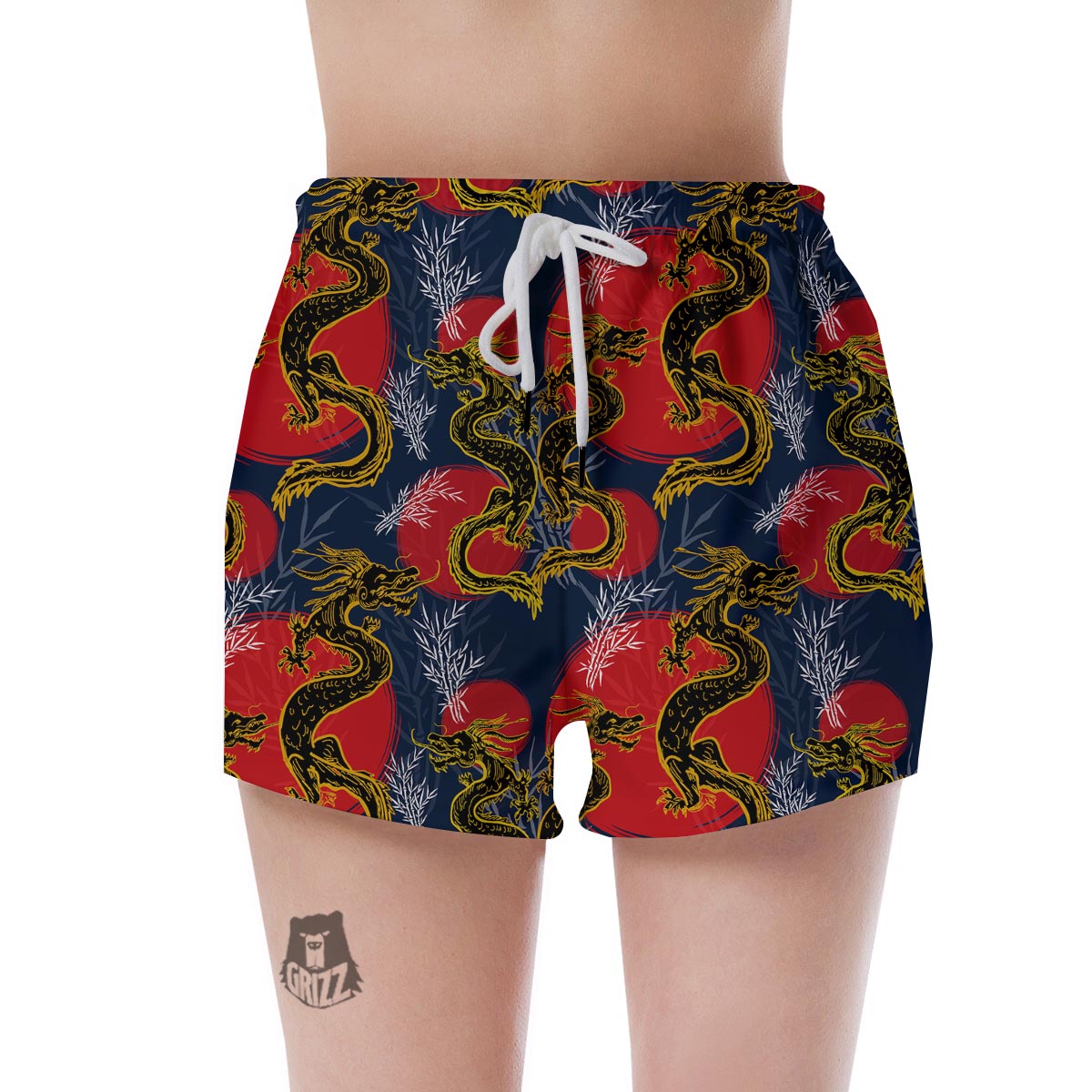 Janpanese Dragon Print Women's Shorts-grizzshop
