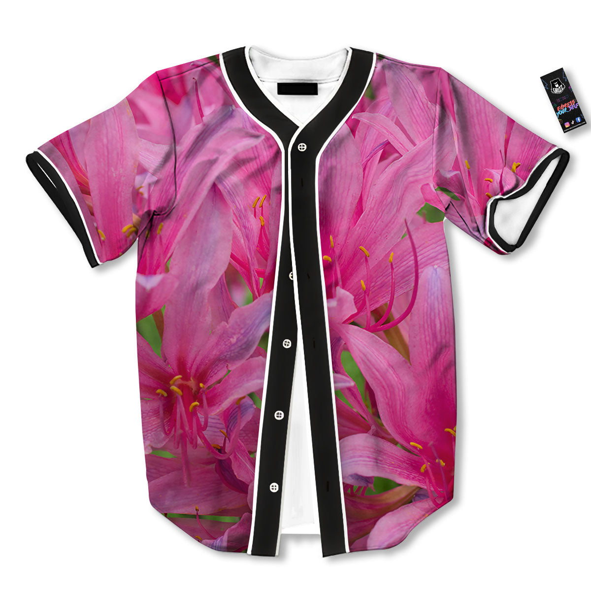 Japanese Amaryllis Purple And Pink Print Baseball Jersey-grizzshop