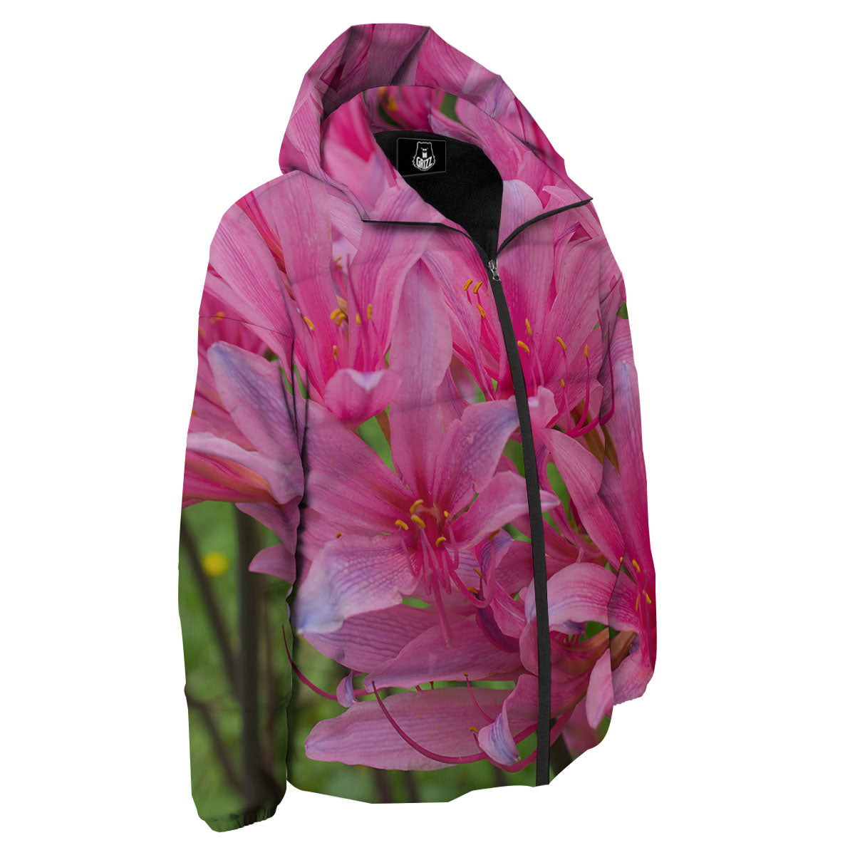 Japanese Amaryllis Purple And Pink Print Down Jacket-grizzshop