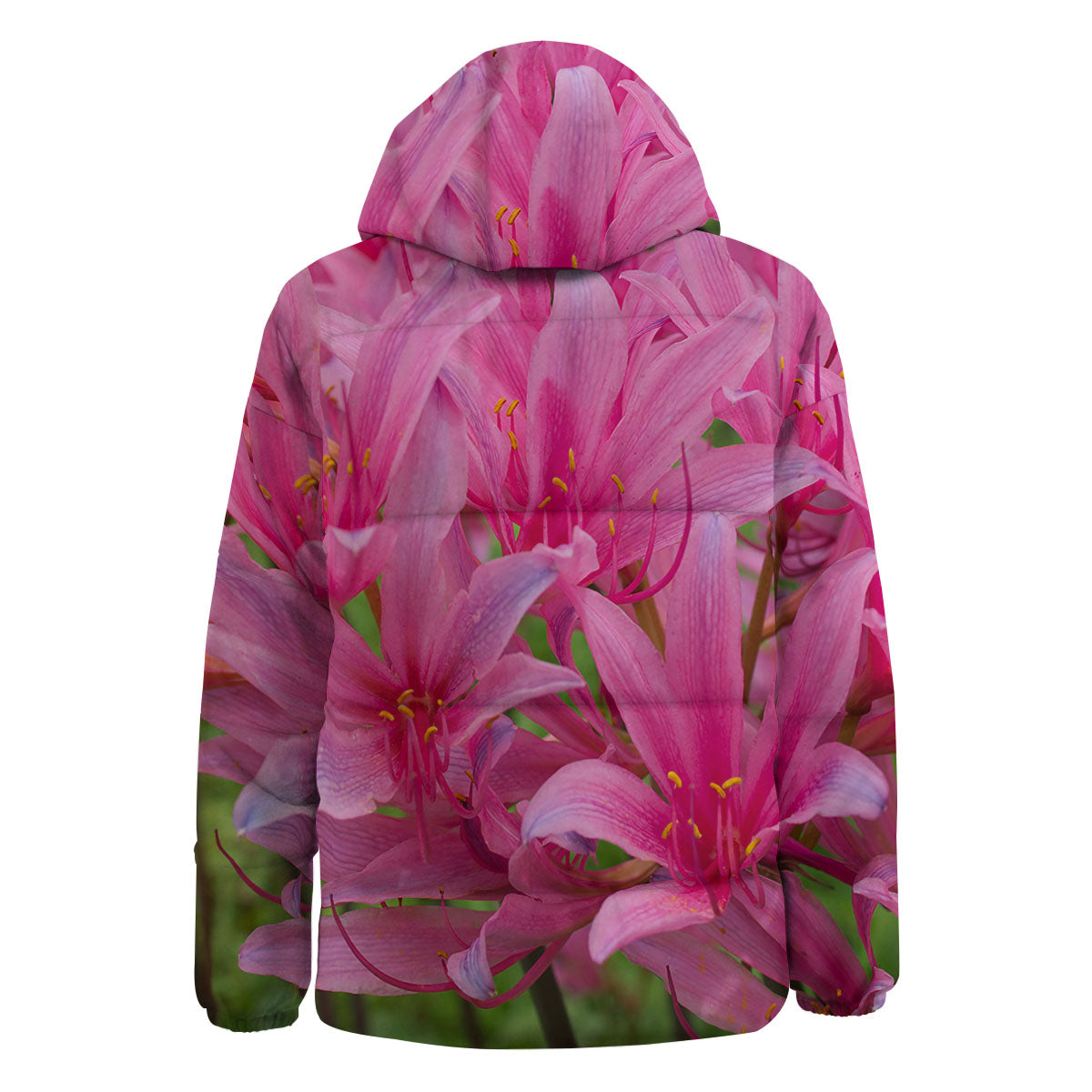 Japanese Amaryllis Purple And Pink Print Down Jacket-grizzshop