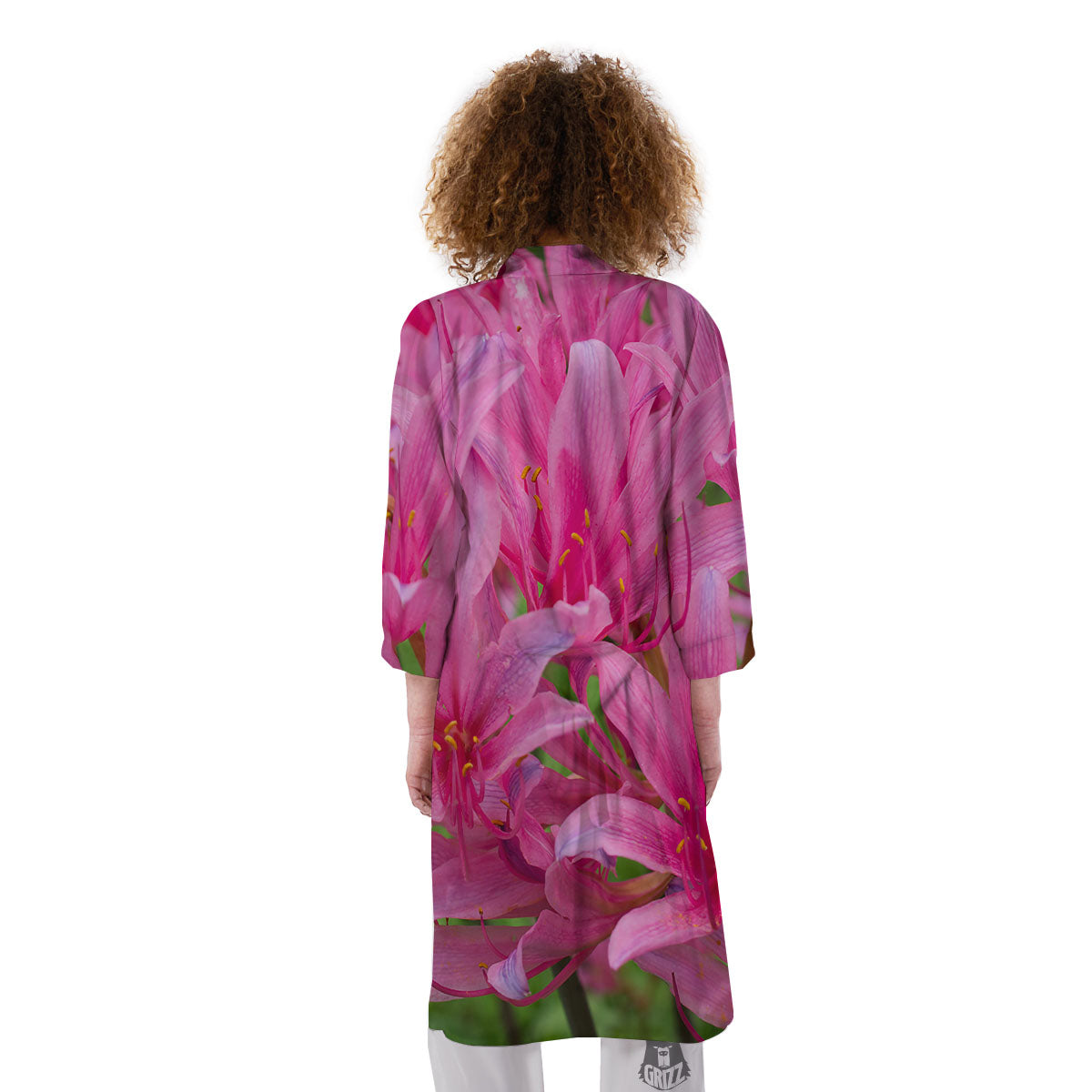 Japanese Amaryllis Purple And Pink Print Kimono-grizzshop