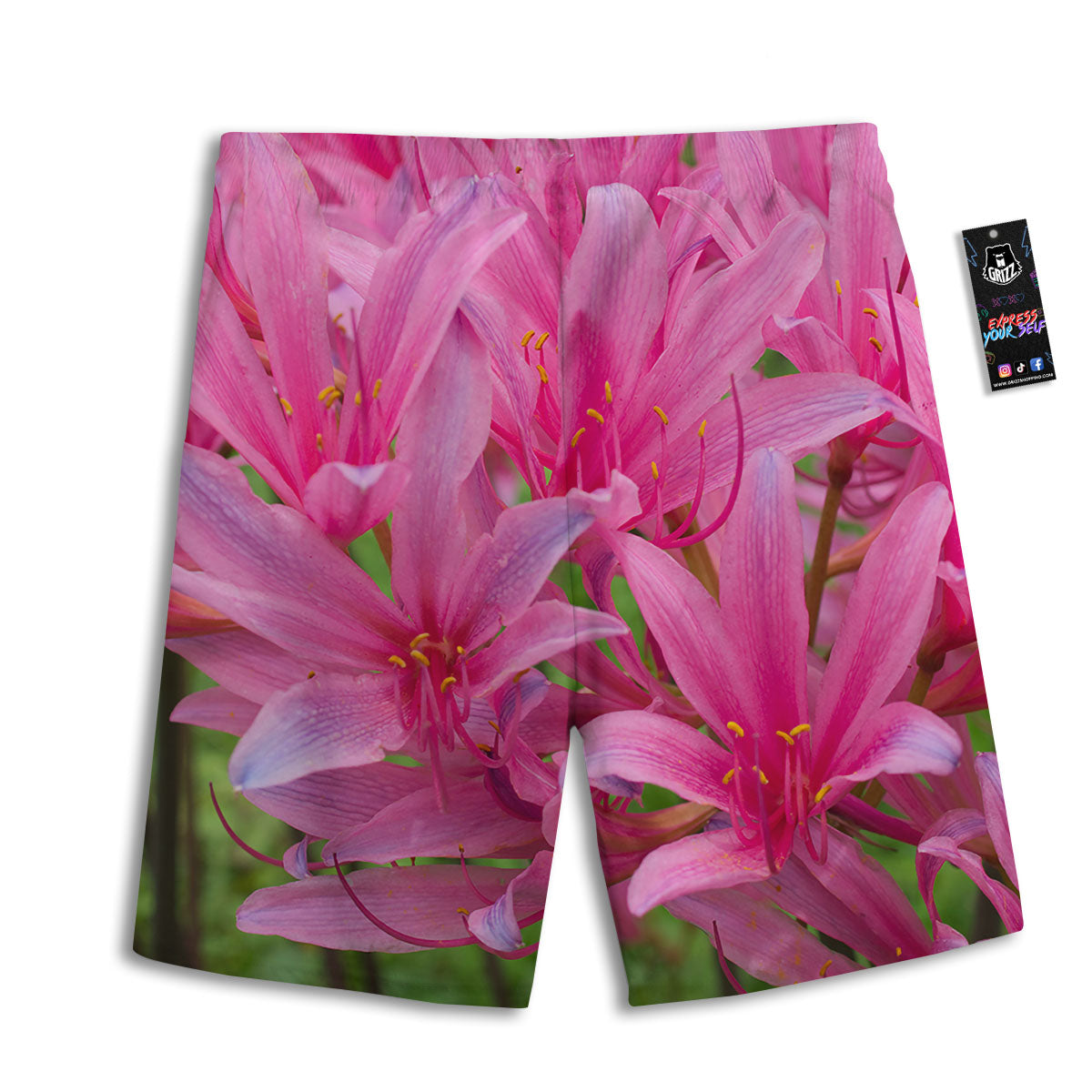 Japanese Amaryllis Purple And Pink Print Men's Athletic Shorts