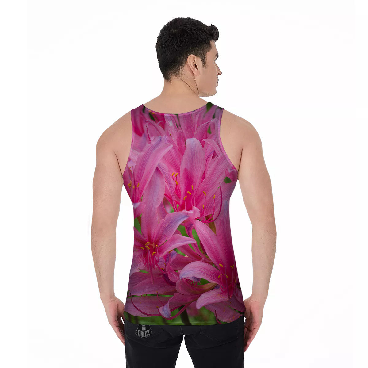 Japanese Amaryllis Purple And Pink Print Men's Tank Top-grizzshop