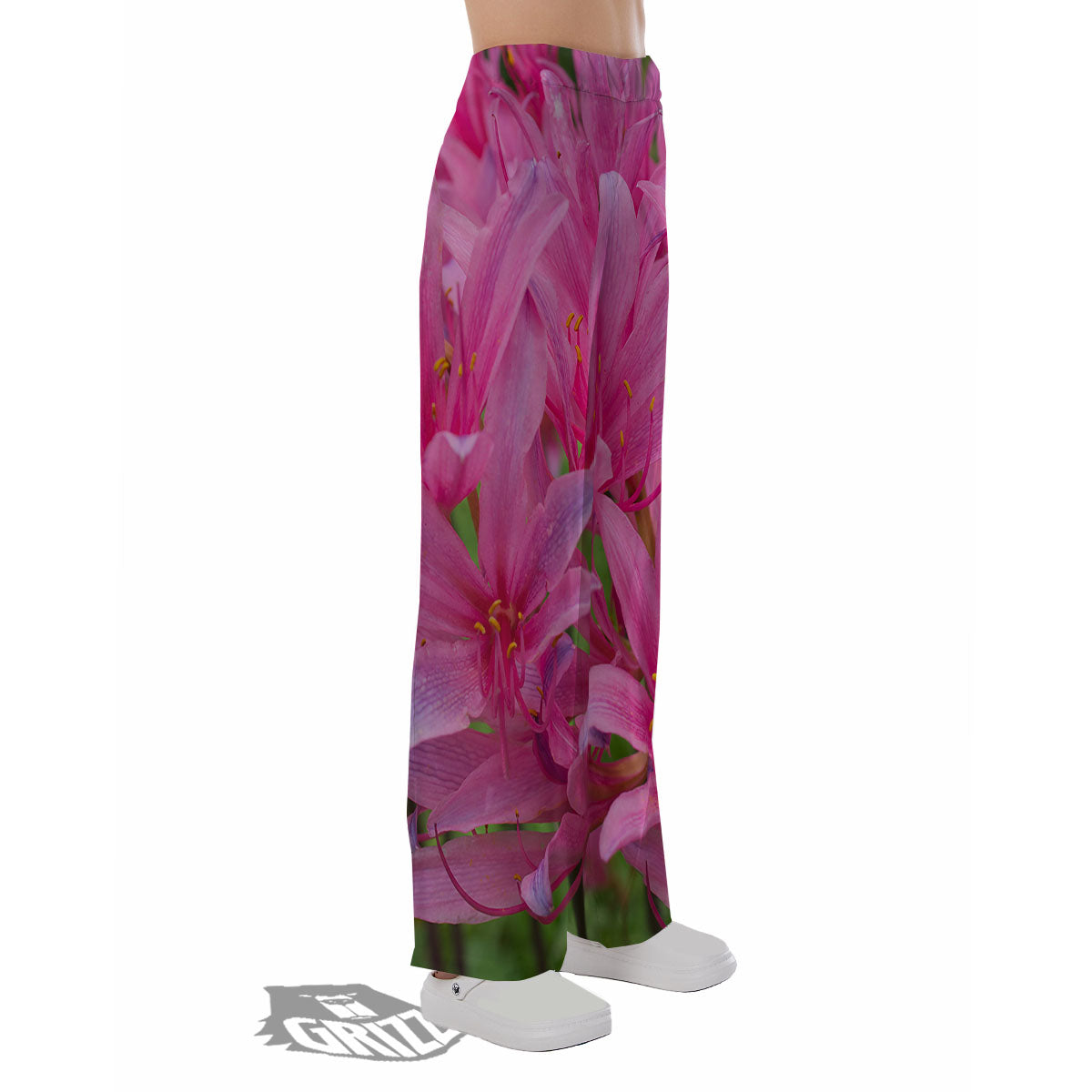 Japanese Amaryllis Purple And Pink Print Pajama Pants-grizzshop