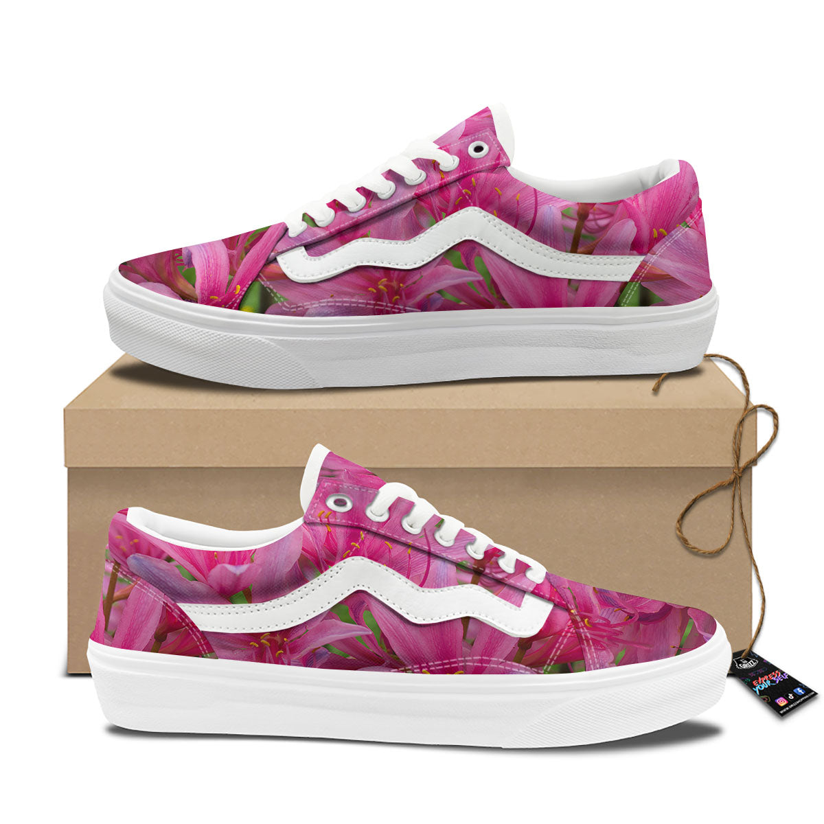 Japanese Amaryllis Purple And Pink Print Skate Shoes-grizzshop
