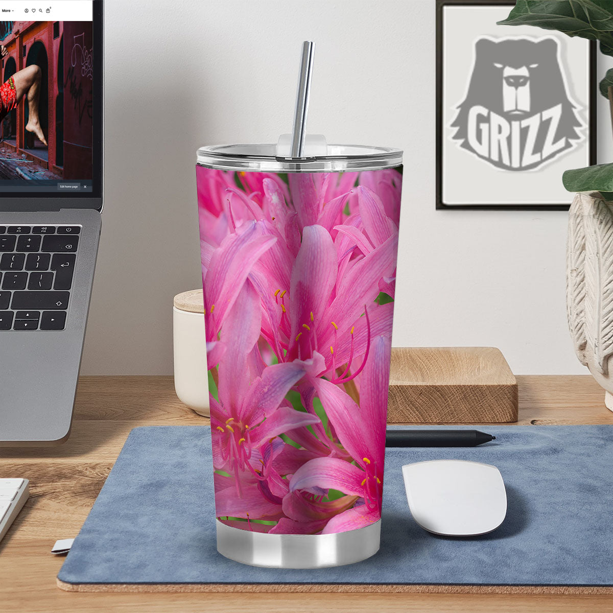 Japanese Amaryllis Purple And Pink Print Tumbler-grizzshop