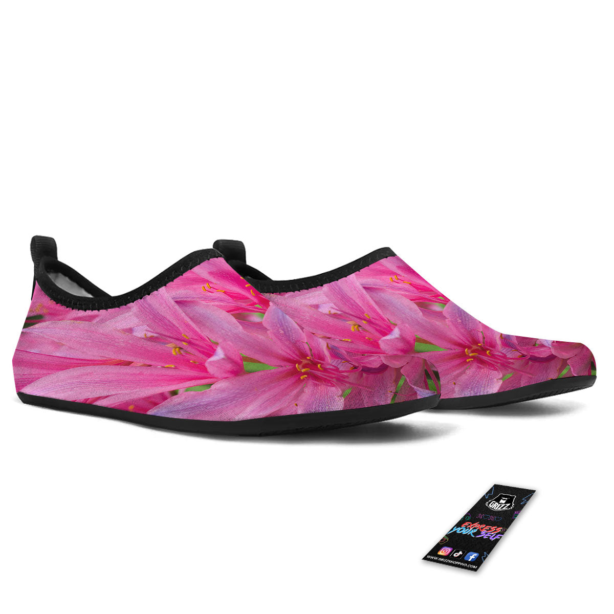 Japanese Amaryllis Purple And Pink Print Water Shoes-grizzshop