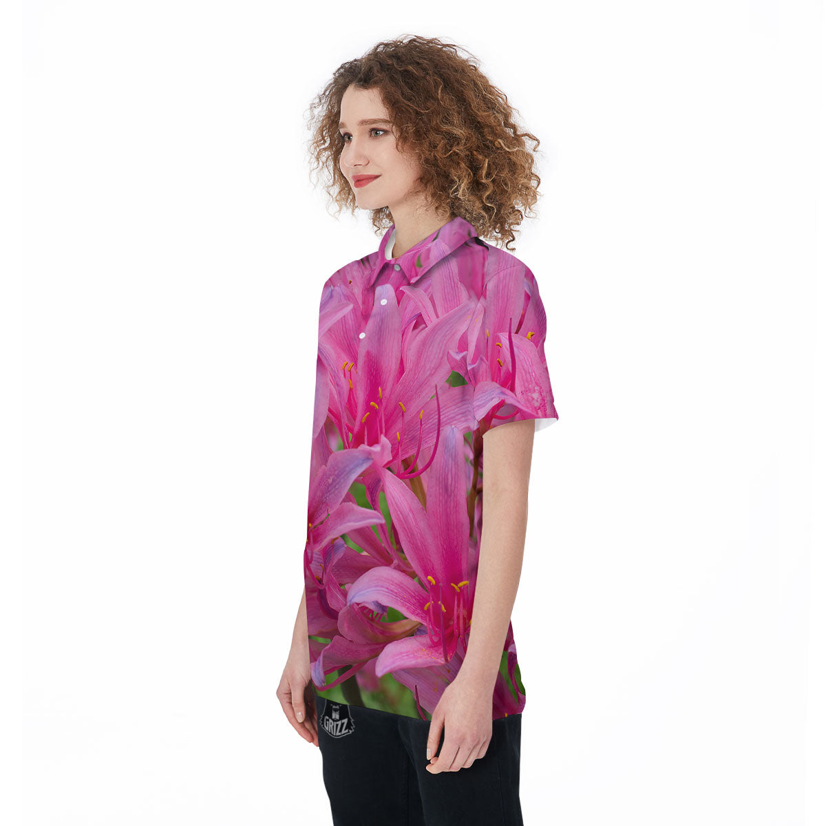 Japanese Amaryllis Purple And Pink Print Women's Golf Shirts-grizzshop