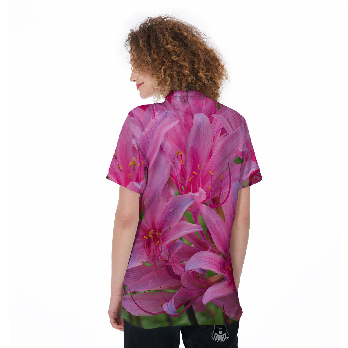 Japanese Amaryllis Purple And Pink Print Women's Golf Shirts-grizzshop