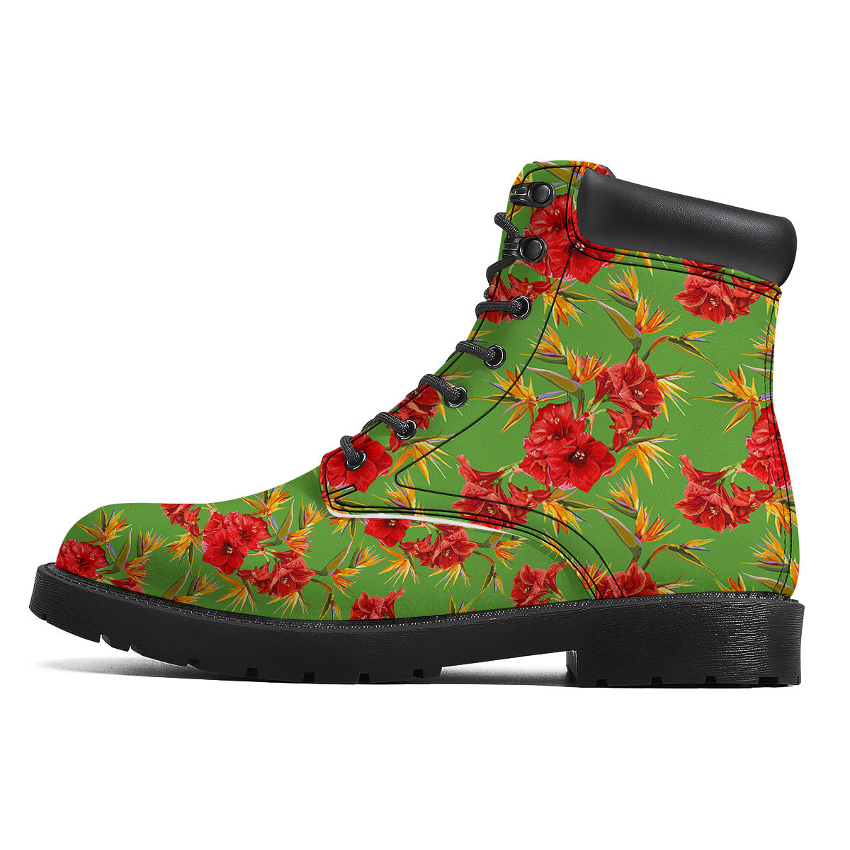 Japanese Amaryllis Yellow And Red Print Pattern Boots-grizzshop
