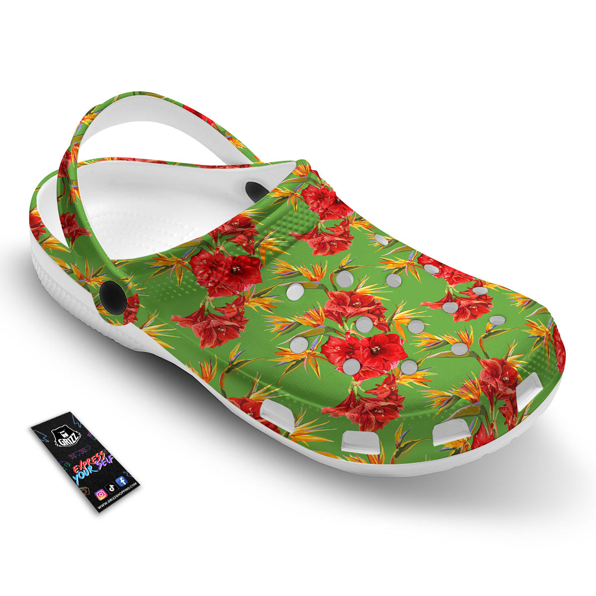 Japanese Amaryllis Yellow And Red Print Pattern Clog-grizzshop