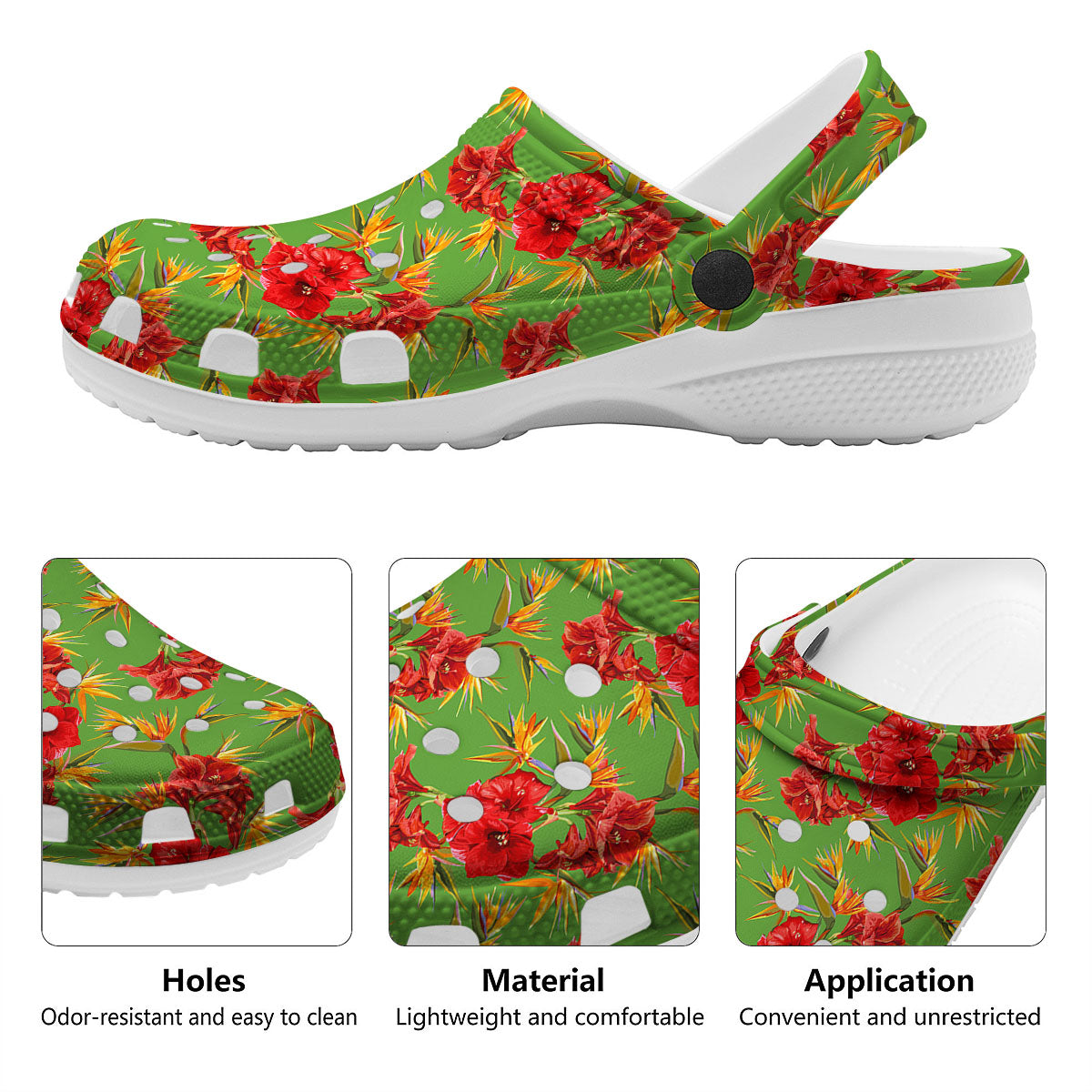 Japanese Amaryllis Yellow And Red Print Pattern Clog-grizzshop