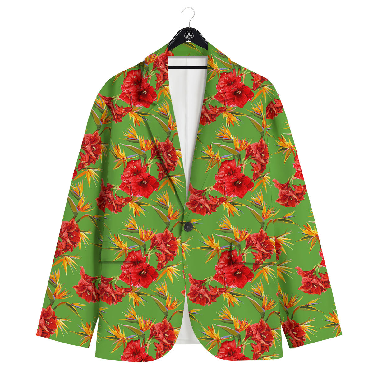 Japanese Amaryllis Yellow And Red Print Pattern Men's Sport Coat-grizzshop