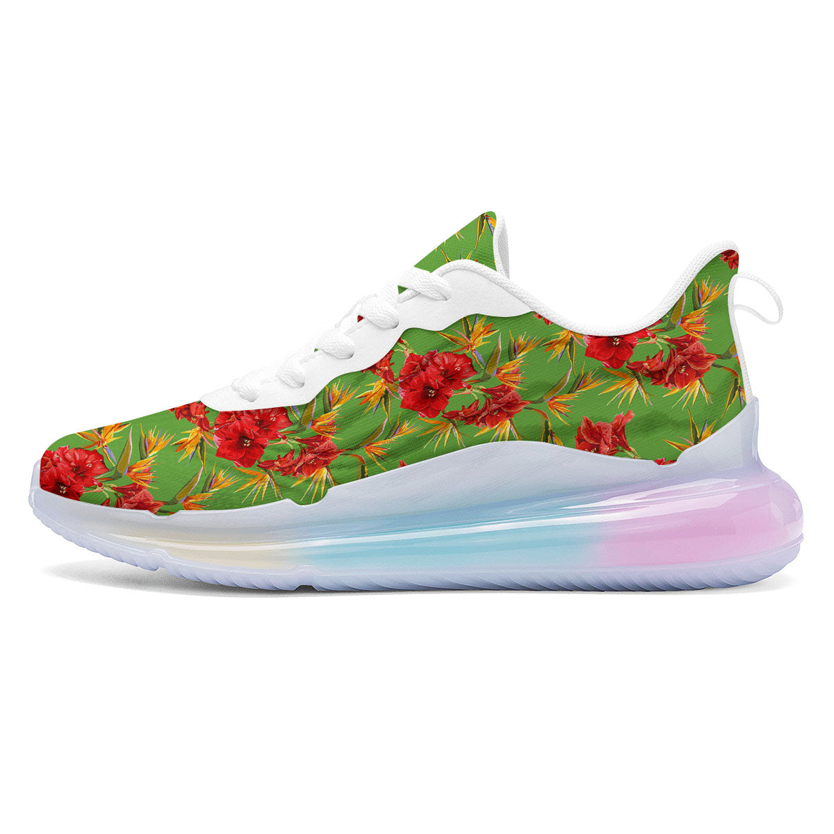 Japanese Amaryllis Yellow And Red Print Pattern Running Sneakers-grizzshop